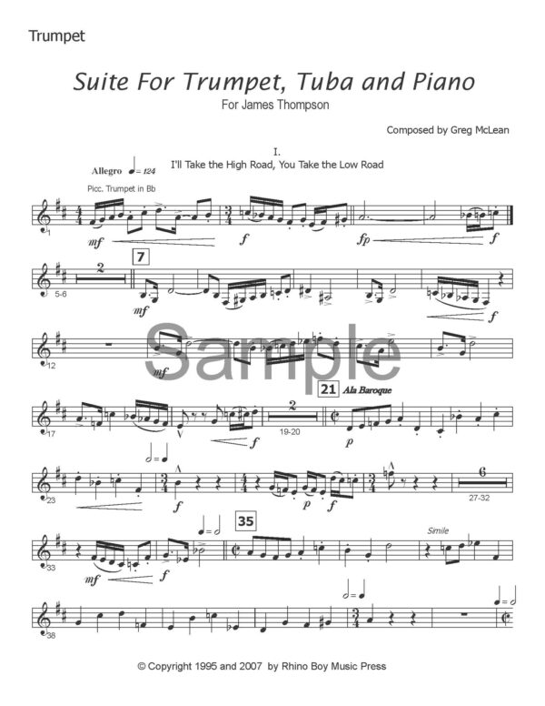 Suite for Trumpet, Tuba and Piano - Image 2
